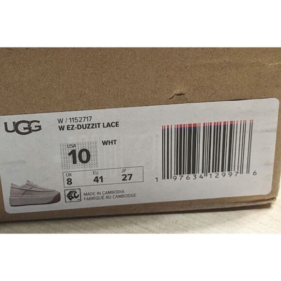 UGG EZ Duzzit Lace Up White Suede Platform Sneakers Women's Size 10 NIB - Picture 12 of 13